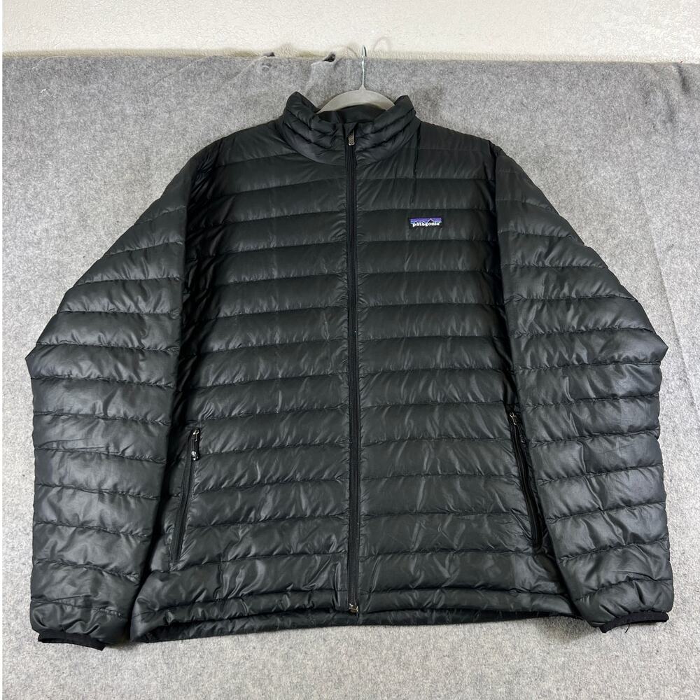 Patagonia Down Puffer Jacket Mens Large Black Insulated Full Zip Coat Gorpcore